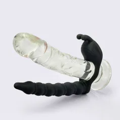 Rabbit double dipper-Double penetration cock ring Anal Toys Vibrators Cock Rings Male Sex Toys