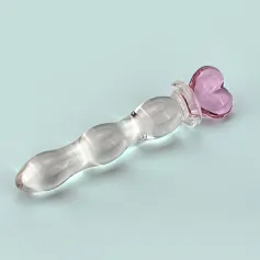Pink heart glass dildo-Glass anal dildo Anal Toys Dildos Glass Dildos